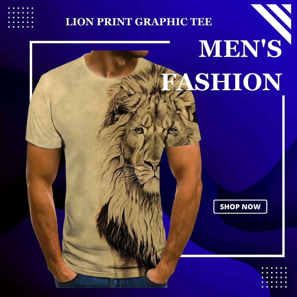 Lion Print Graphic Tee